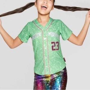 NICKELODEON Jojo Siwa Funky Frog Sequined Baseball Jersey XS